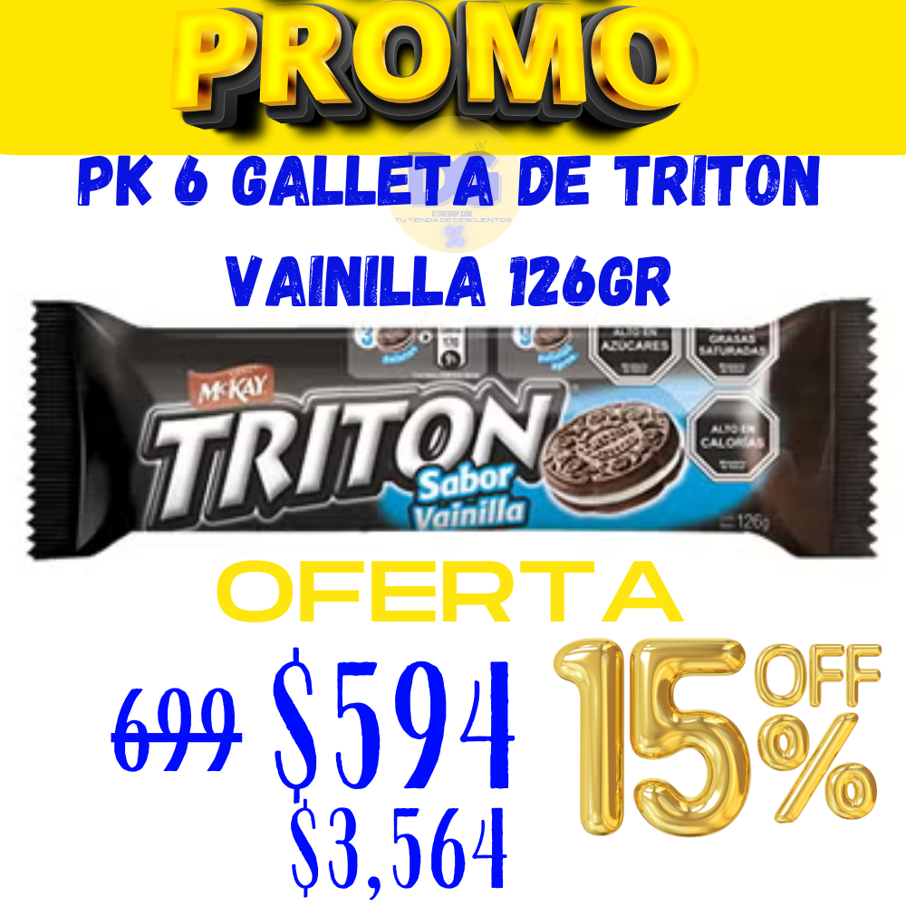 pk 6 GALLETA DE triton vainilla 126GR