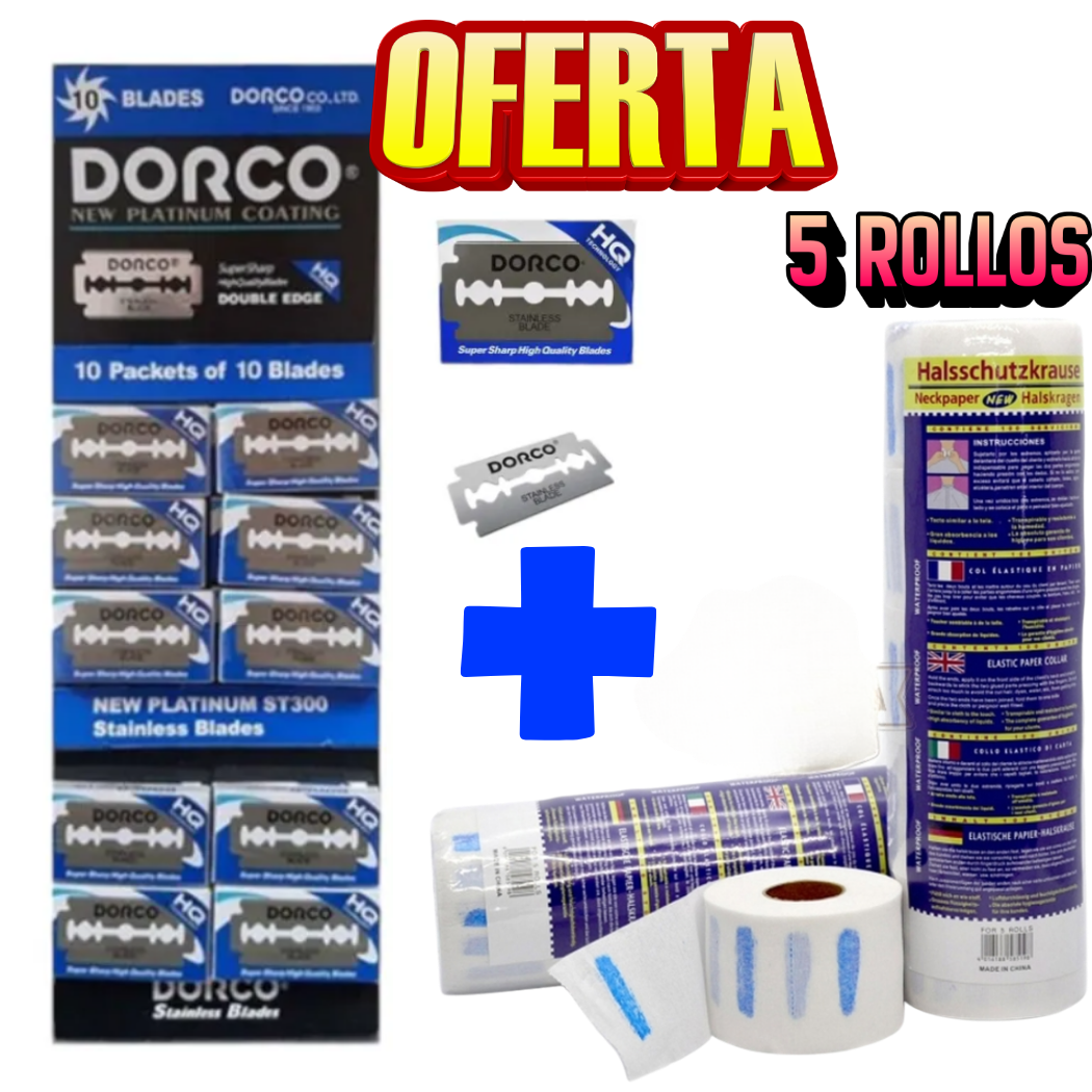 Promo Dorco HQ 100und + Cuellero 5 Rollos