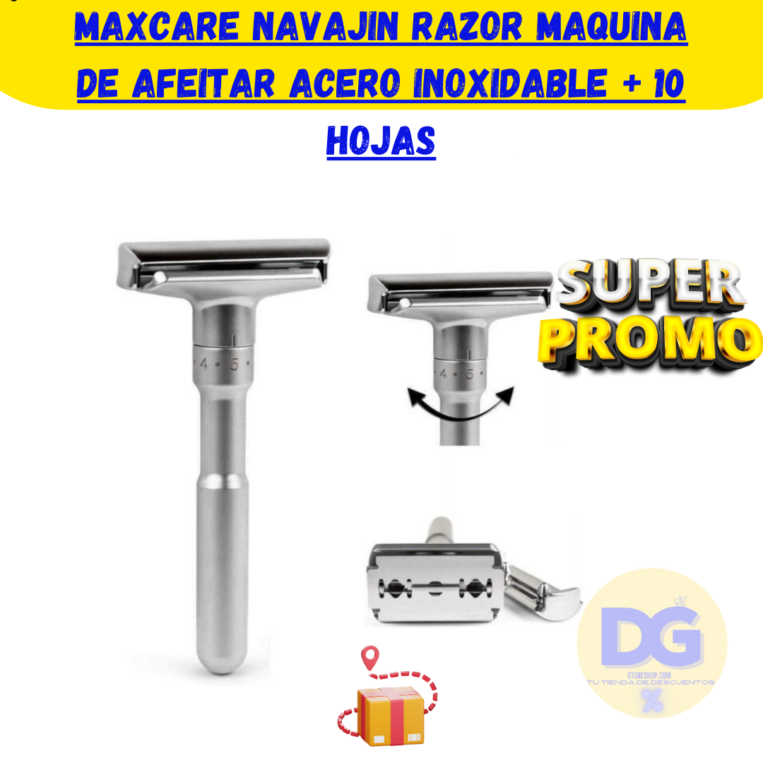 Maxcare Navajin Razor Maquina De Afeitar Acero Inoxidable + 10 Hojas