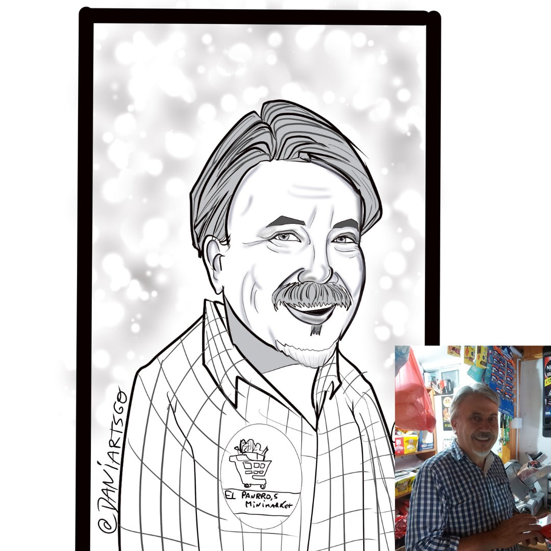 DIBUJO DE CARICATURA Cara y hombros Lineas y sombreado Blanco y Negro (Precio por cara)