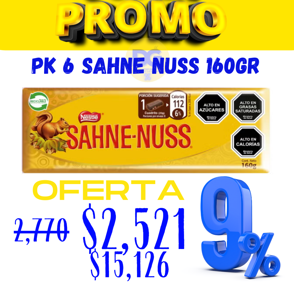 pk 6 SAHNE NUSS 160GR 9% DCTO