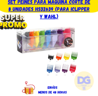 Set Peines Para Maquina Corte de 8 Unidades HS32639 (Para iClipper y WAHL)