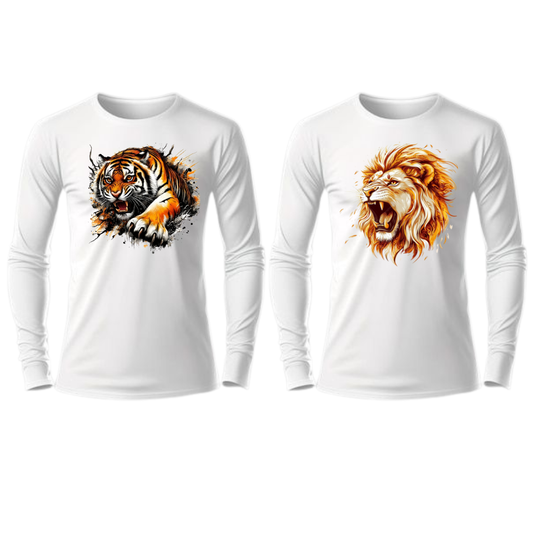 2 Poleras Manga Larga Tigre & León – Fuerza, Estilo y Actitud Salvaje
