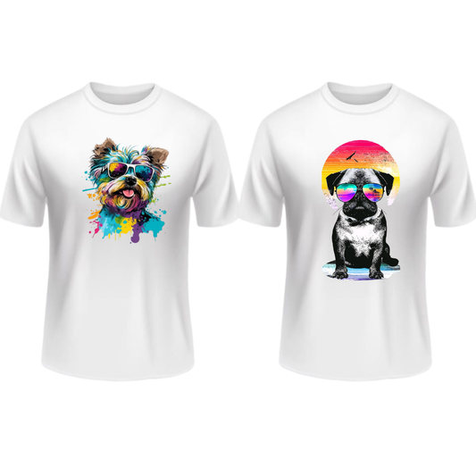 2 Poleras Manga Corta BLANCAS  🐾 | Amor Canino en Ambos Diseños