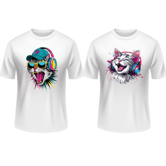 2 Poleras Manga Corta Blanca Gatitos🐱  – Fuerza, Estilo y Actitud Salvaje