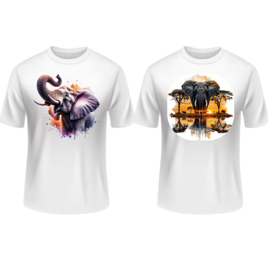 2 Poleras Manga Corta Blanca Elefantes 🐘  – Fuerza, Estilo y Actitud Salvaje