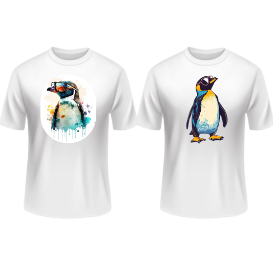 2 Poleras Manga Corta Blanca Pinguinos  🐧 –  Estilo y Actitud