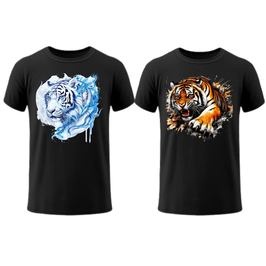 2 Poleras Manga Corta NEGRAS Tigres 🐯 – Fuerza, Estilo y Actitud Salvaje