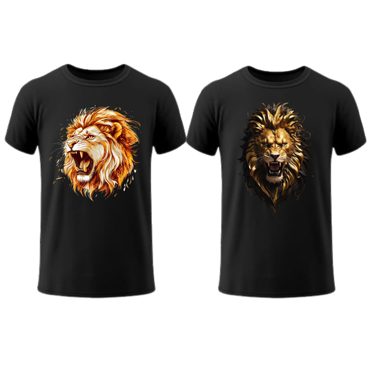 2 Poleras Manga Corta NEGRAS León  – Fuerza, Estilo y Actitud Salvaje