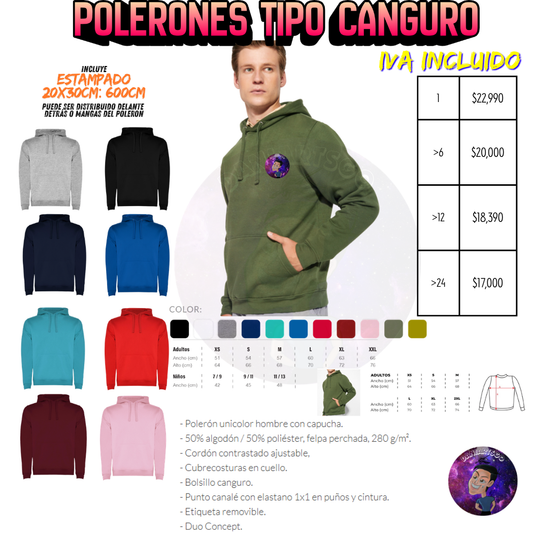 Poleron tipo Canguro Hombre