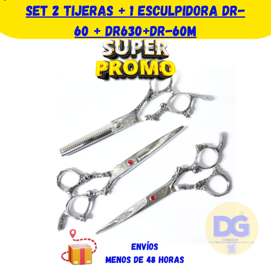 Set 2 Tijeras + 1 Esculpidora DR-60 + DR630+DR-60M