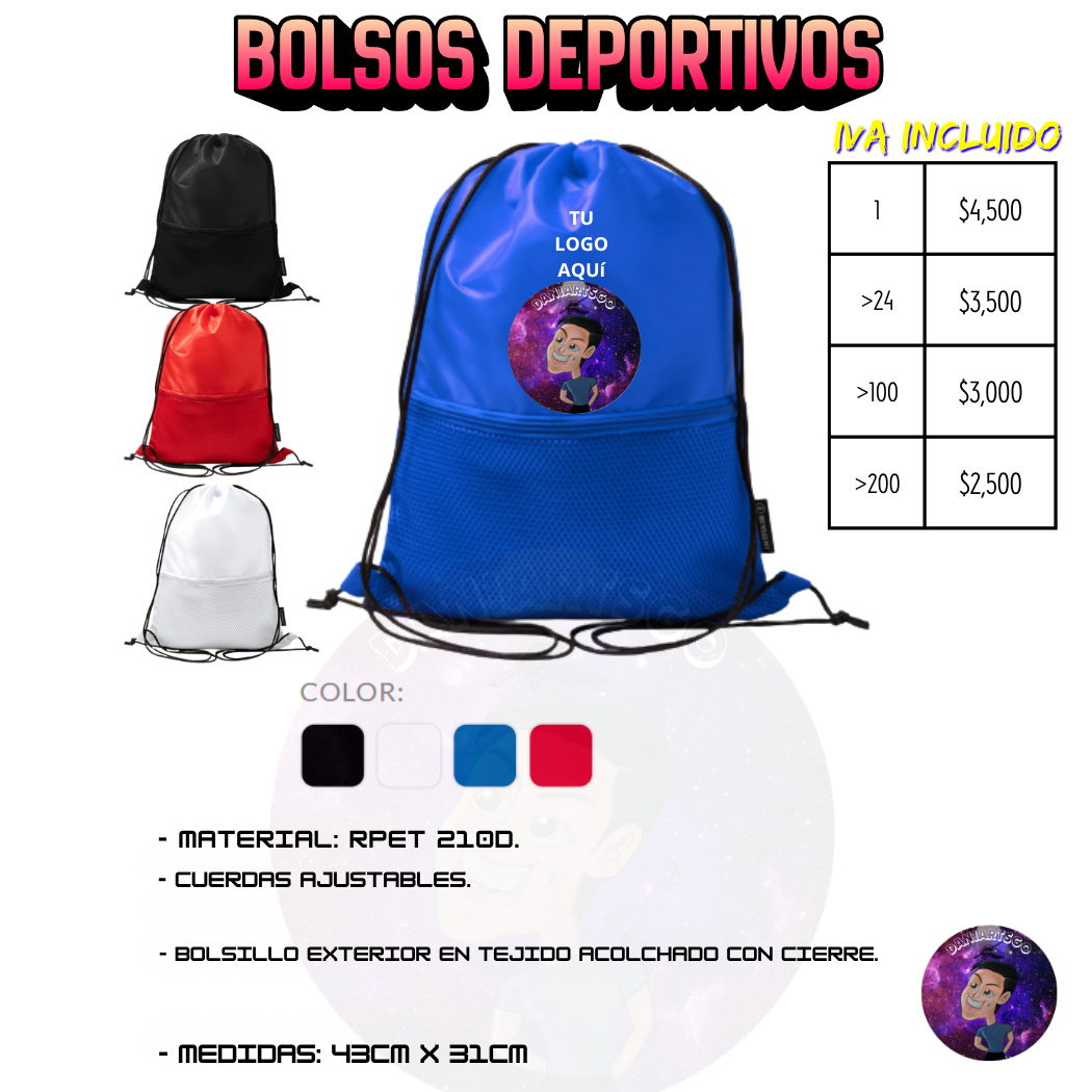 Bolso Deportivo sublimado (con el logo que desees 15x15cm)
