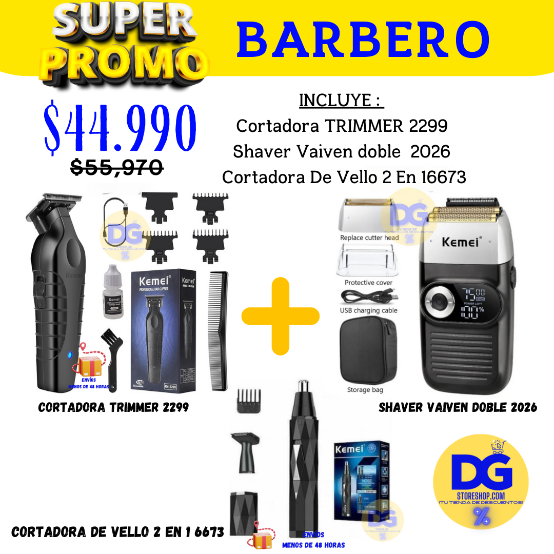 Promoción Kemei Barbero 3 Máquinas