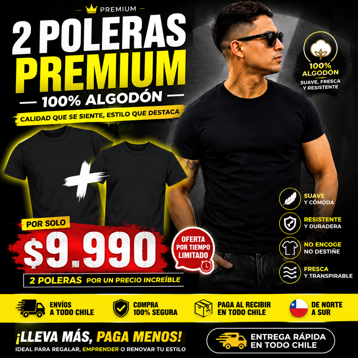 2 POLERAS 100% Algodón PREMIUM