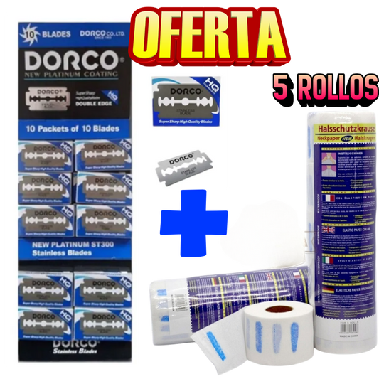 Promo Dorco HQ 100und + Cuellero 5 Rollos