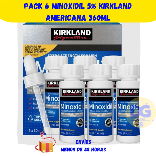 Kit 6 Minoxidil kirkland 360ml 5%