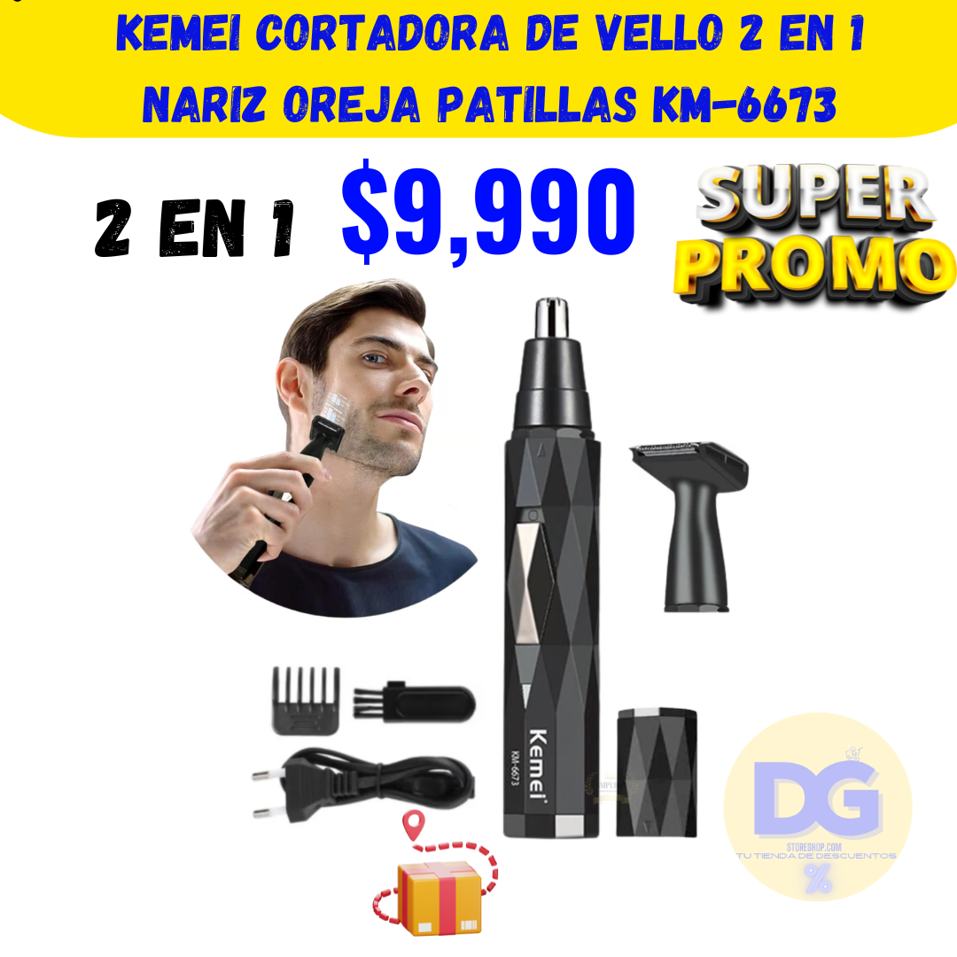 Kemei Cortadora De Vello 2 En 1 Nariz Oreja Patillas KM-6673