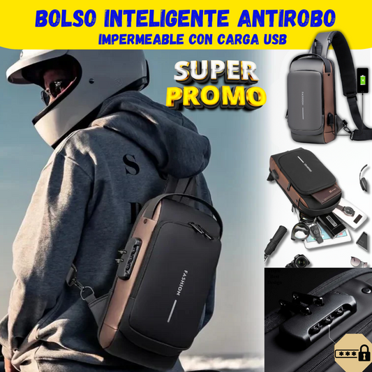 Bolso Antirrobo Cruzado Impermeable Con USB ⚡