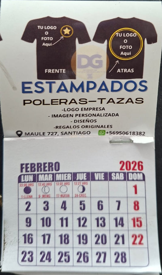 Calendario Imantado Con Logo 13cmx7cm