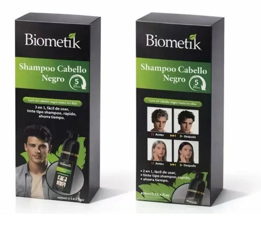 (Negro) Shampoo Biometik Cubre Canas Tinturador 400ml