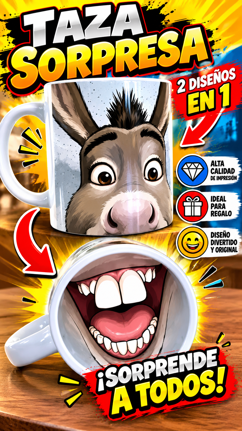 Taza del Burrito de Sherk Divertida