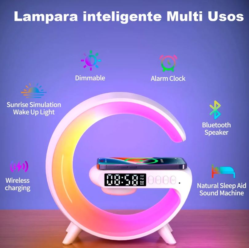 Lampara RGB RELOJ Altavoces y Cargador